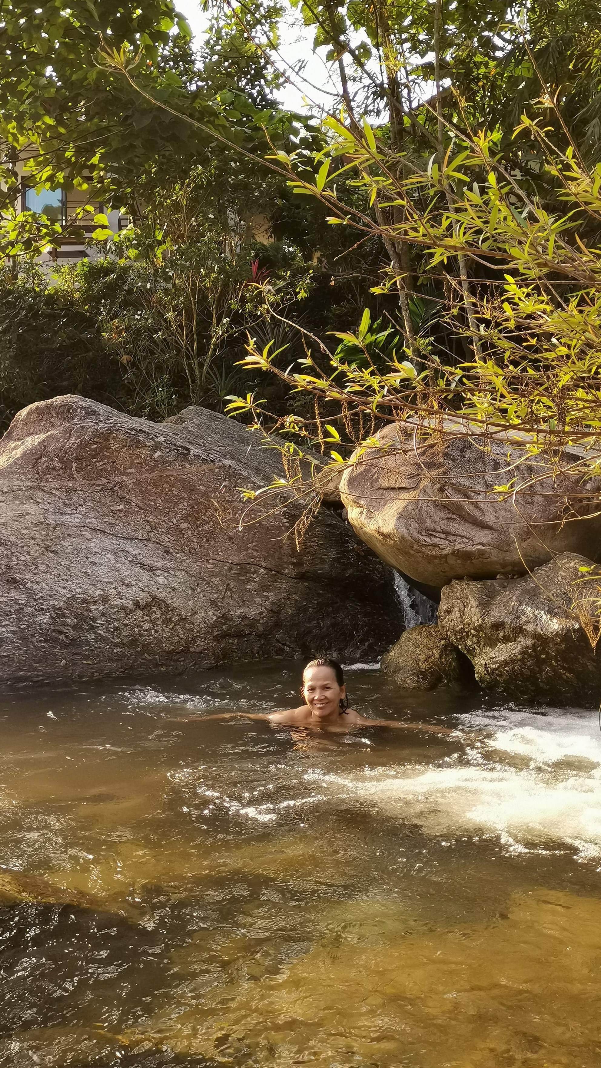 Your Private Creek: Private stairway at Chaba Riverside Home leading down to crystal clear cascading rock pools.